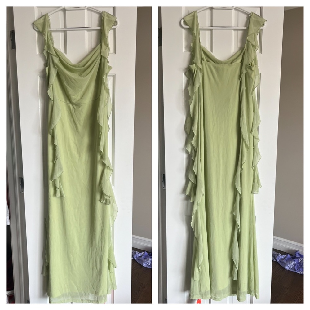 Cider Mesh Ruffle Hem Maxi Dress